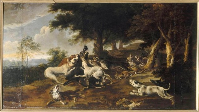 Sanglier faisant tête aux chiens - XVIIIe sièle - © Joconde - RMN - Fontainebleau - Musée du château